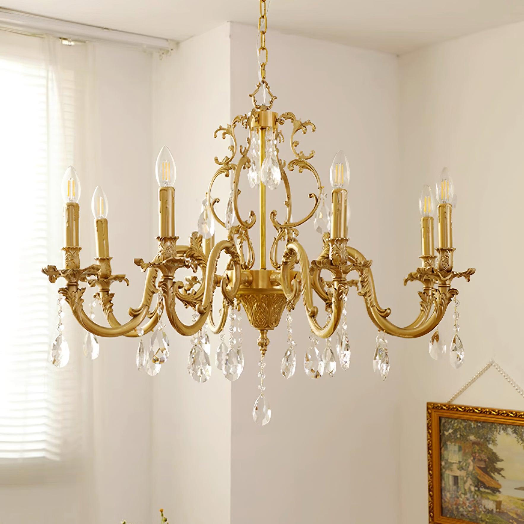 Elvion Lustre Classique en Laiton et Cristal