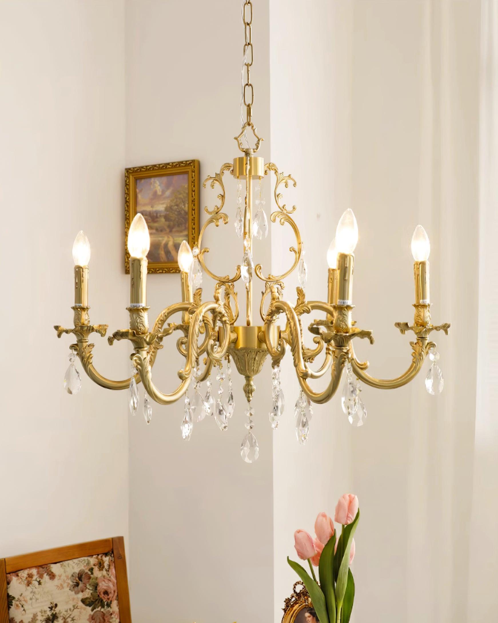 Elvion Lustre Classique en Laiton et Cristal
