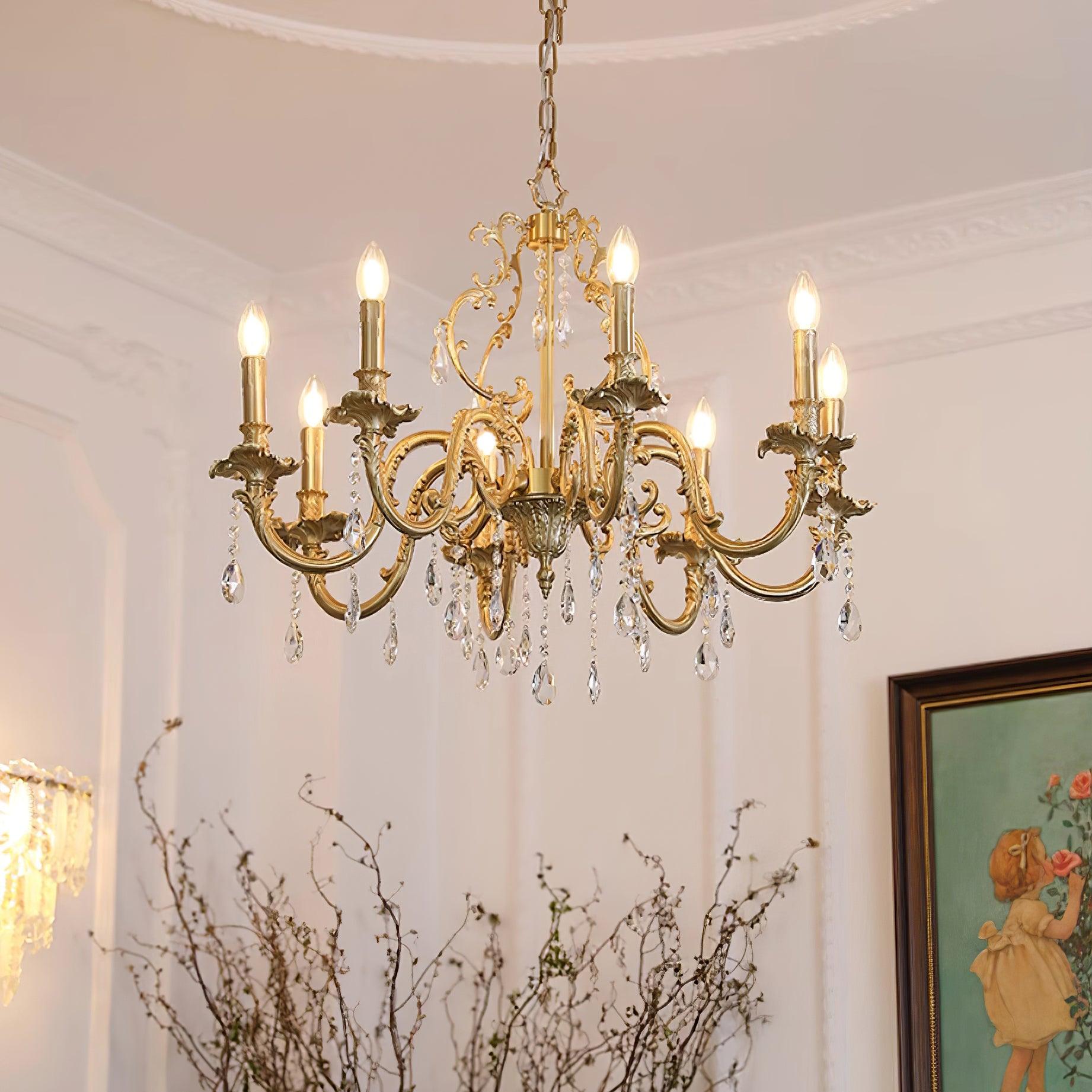 Elvion Lustre Classique en Laiton et Cristal