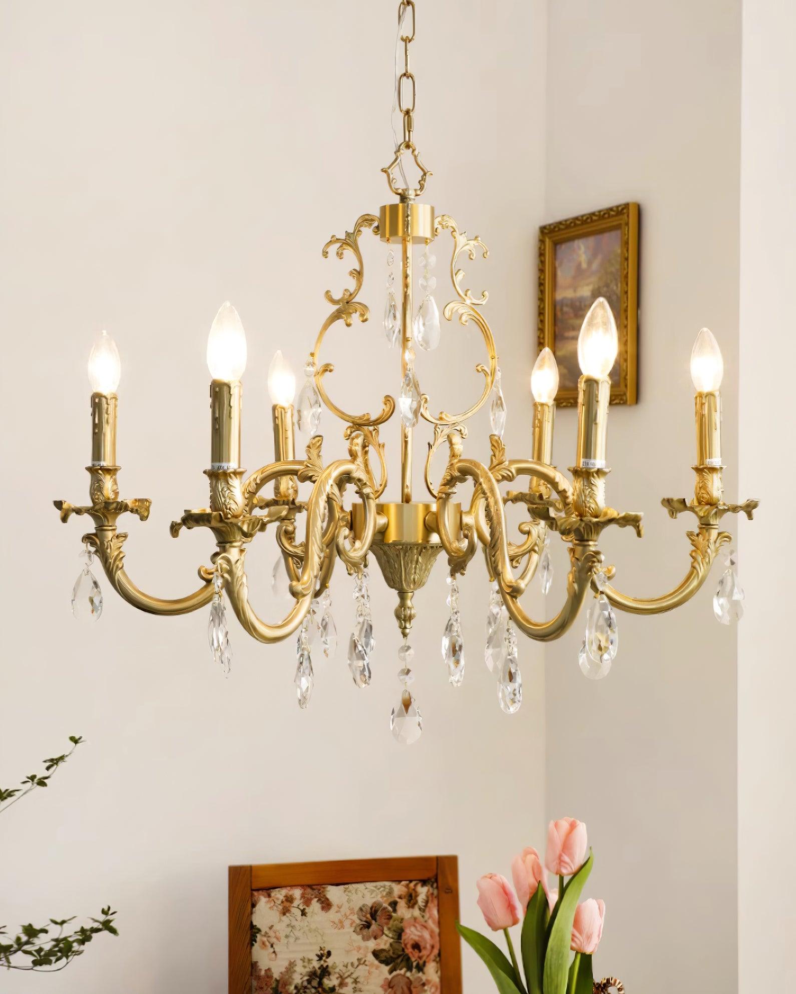 Elvion Lustre Classique en Laiton et Cristal