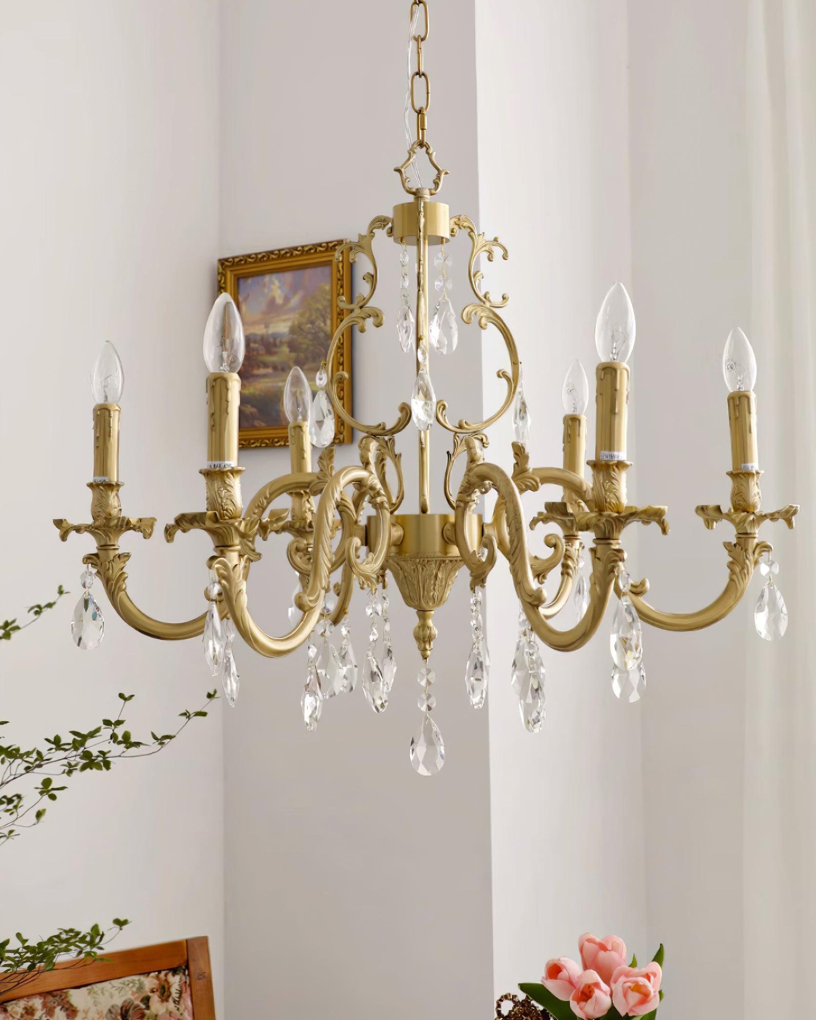 Elvion Lustre Classique en Laiton et Cristal