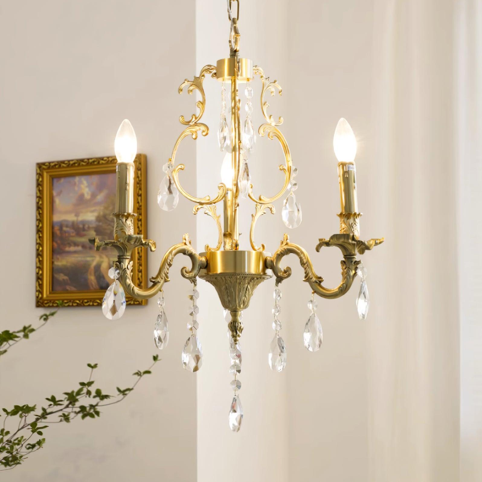 Elvion Lustre Classique en Laiton et Cristal