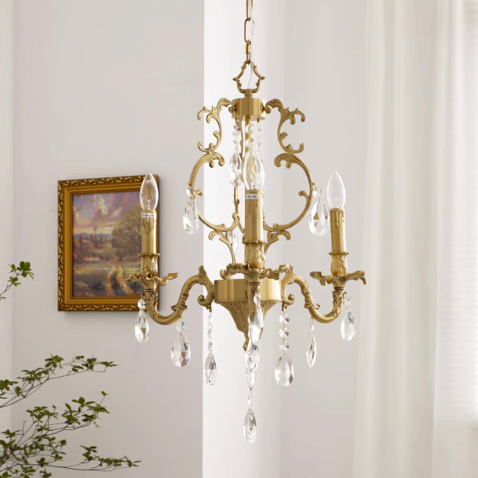 Elvion Lustre Classique en Laiton et Cristal