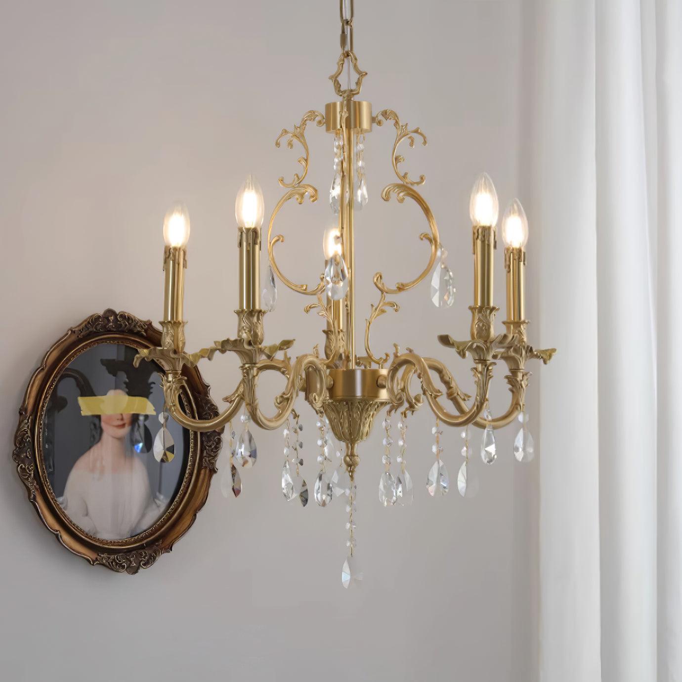 Elvion Lustre Classique en Laiton et Cristal