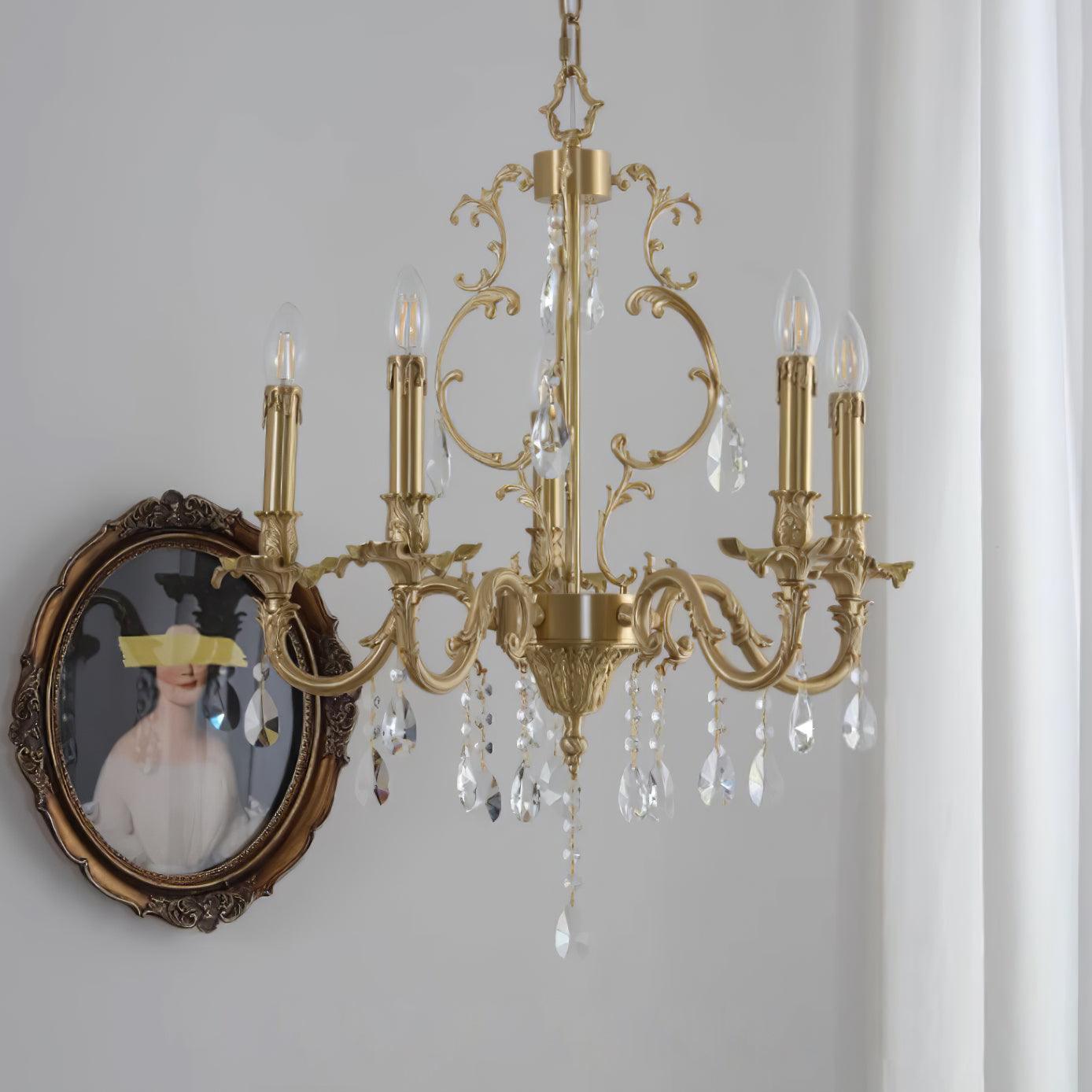 Elvion Lustre Classique en Laiton et Cristal