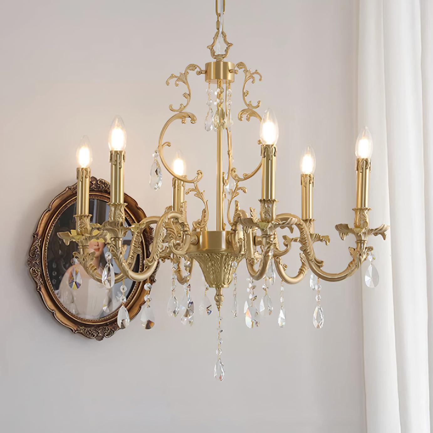 Elvion Lustre Classique en Laiton et Cristal