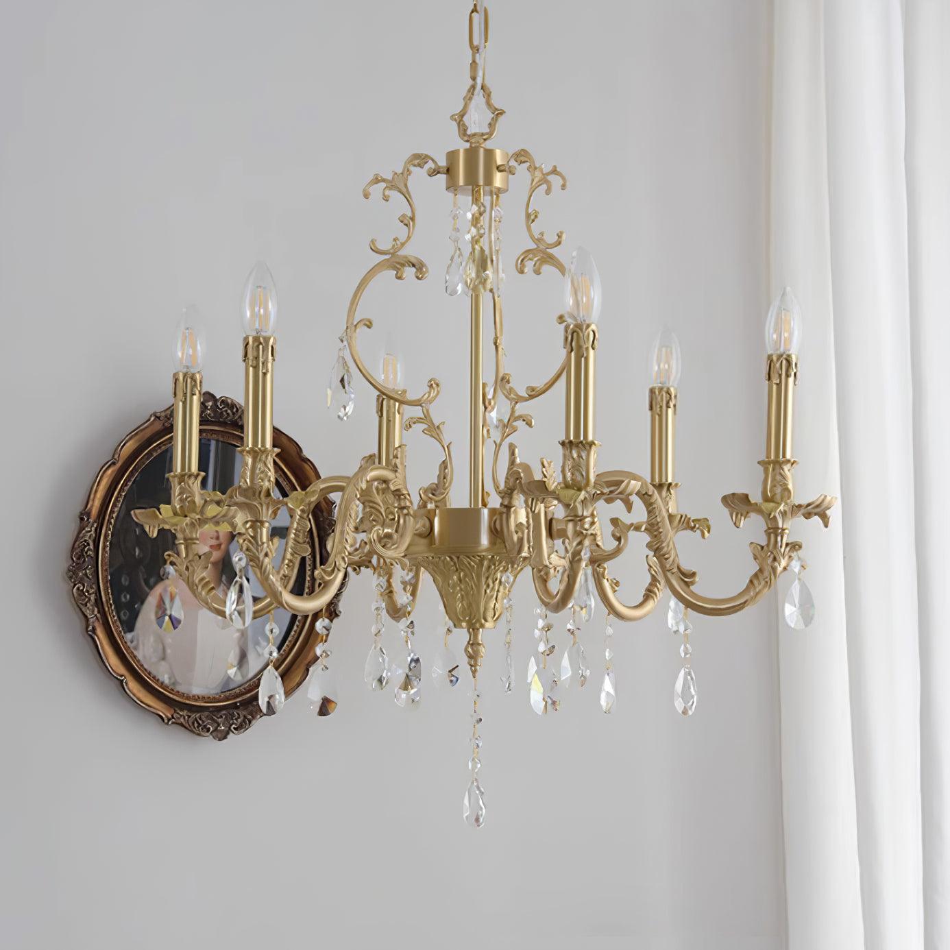 Elvion Lustre Classique en Laiton et Cristal