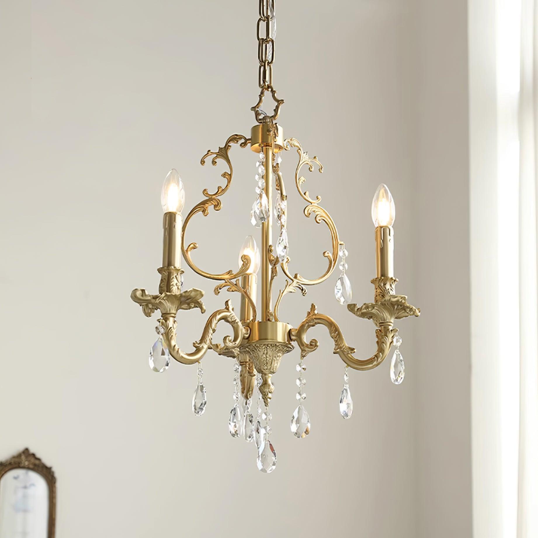 Elvion Lustre Classique en Laiton et Cristal