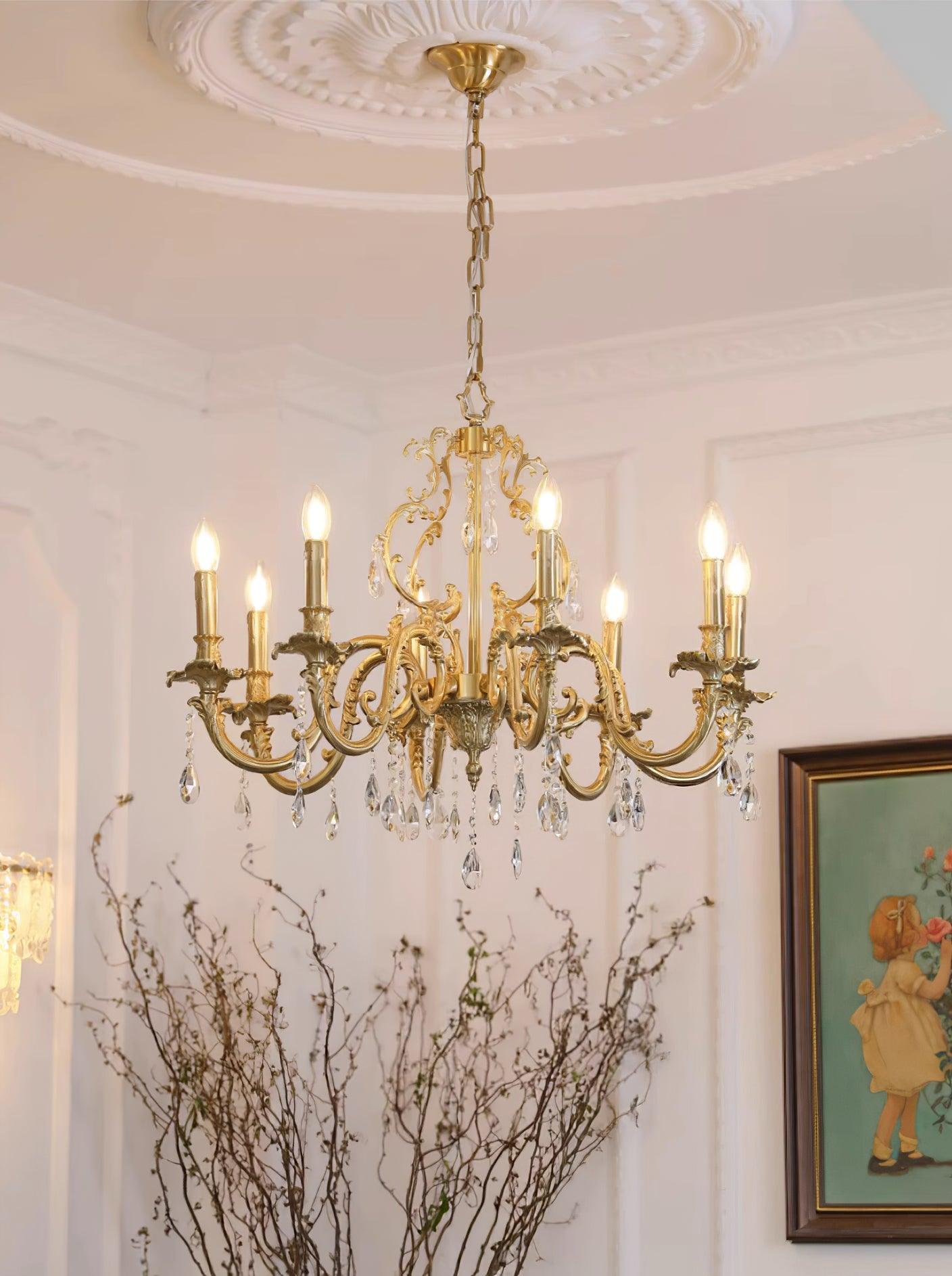Elvion Lustre Classique en Laiton et Cristal