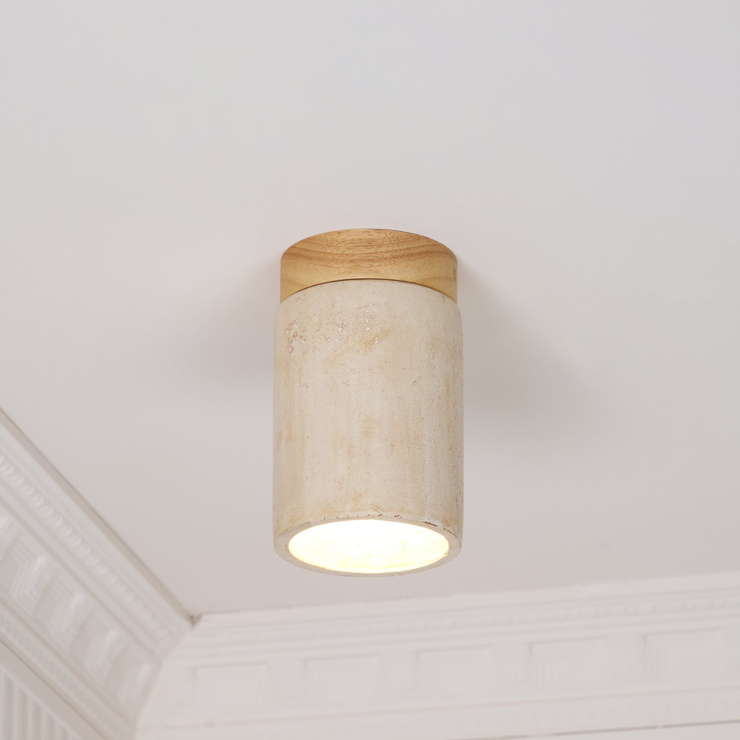 Aurnorira Lampe Plafonnier Cylindrique en Travertin
