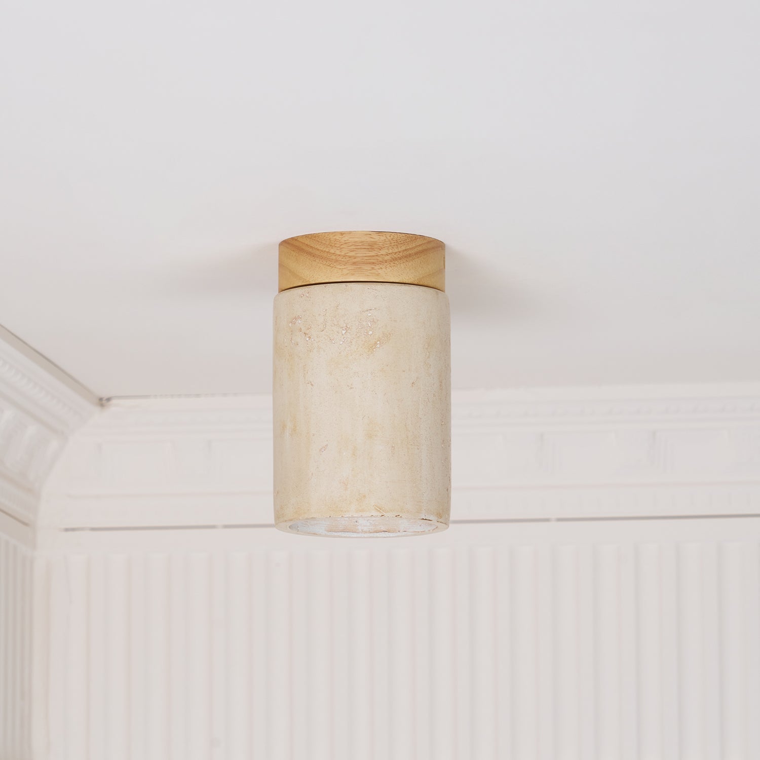 Aurnorira Lampe Plafonnier Cylindrique en Travertin