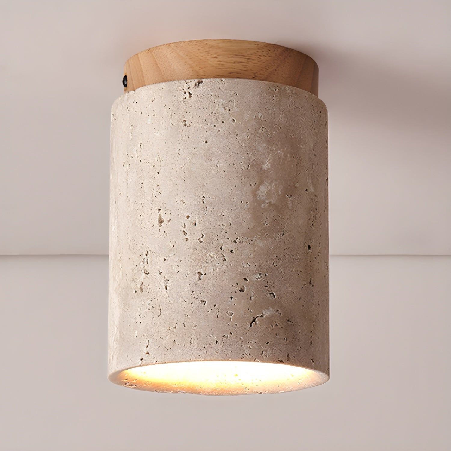 Aurnorira Lampe Plafonnier Cylindrique en Travertin