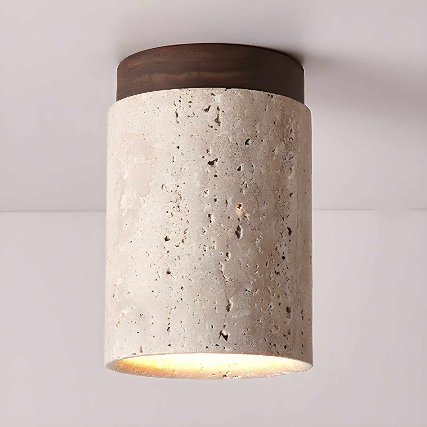 Aurnorira Lampe Plafonnier Cylindrique en Travertin