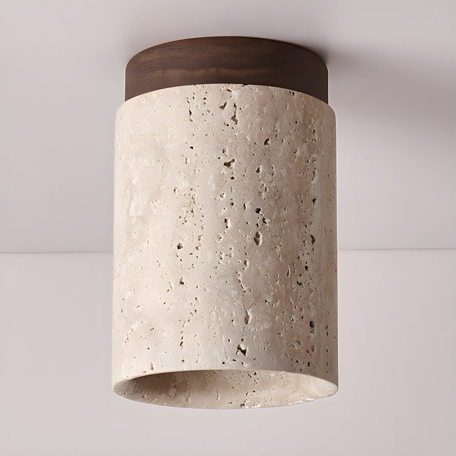 Aurnorira Lampe Plafonnier Cylindrique en Travertin