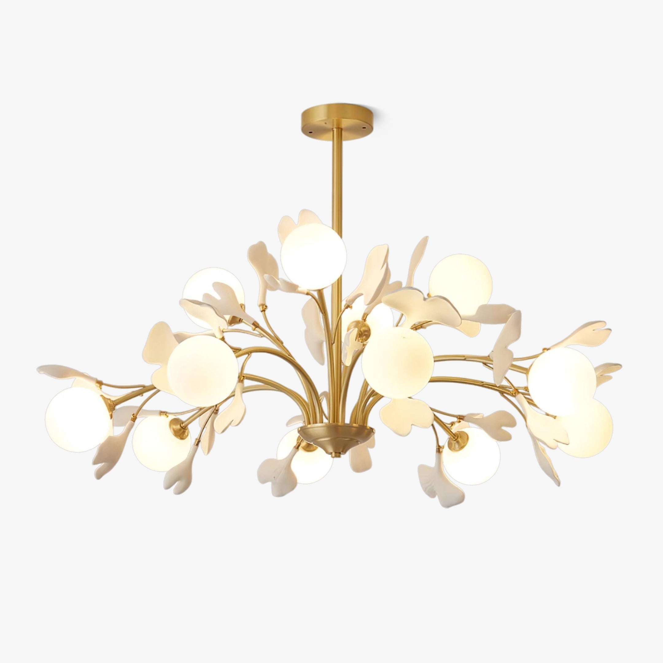 Lustra Lustre Feuille de Ginkgo Laiton Verre