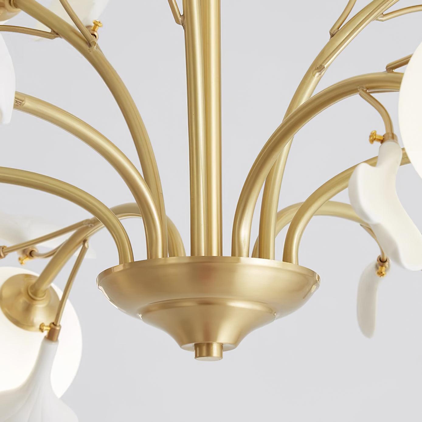 Lustra Lustre Feuille de Ginkgo Laiton Verre