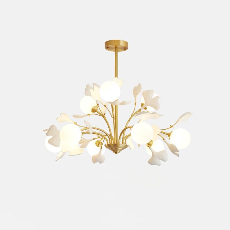 Lustra Lustre Feuille de Ginkgo Laiton Verre