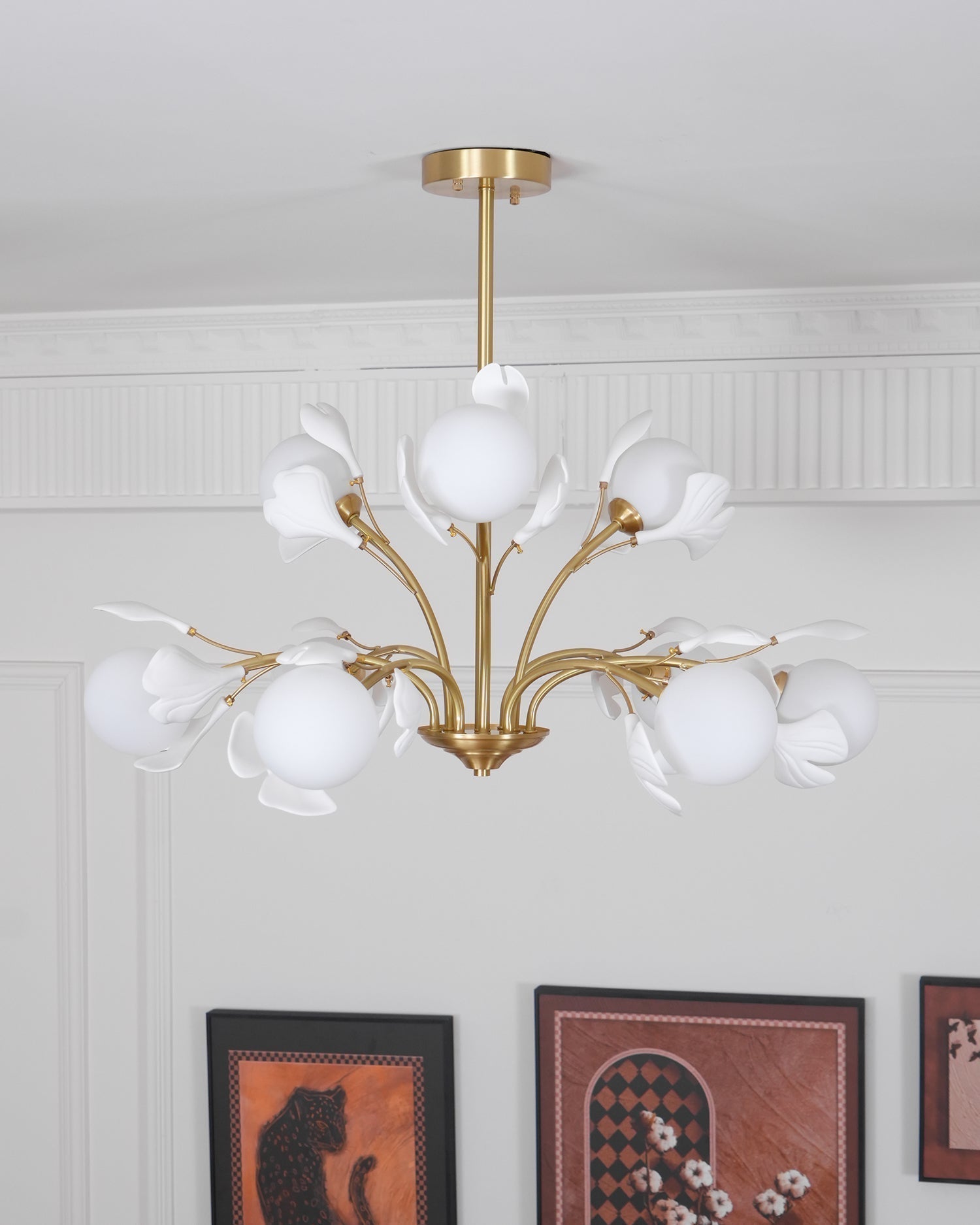 Lustra Lustre Feuille de Ginkgo Laiton Verre
