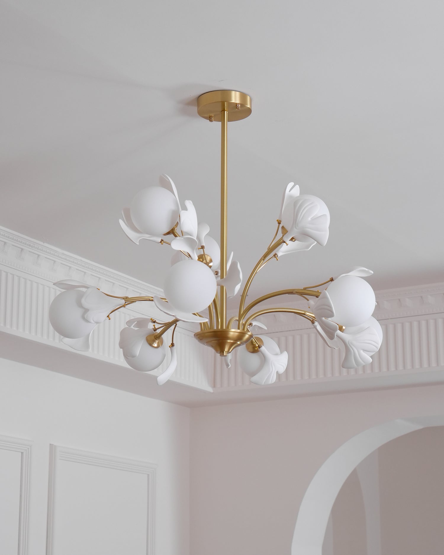 Lustra Lustre Feuille de Ginkgo Laiton Verre