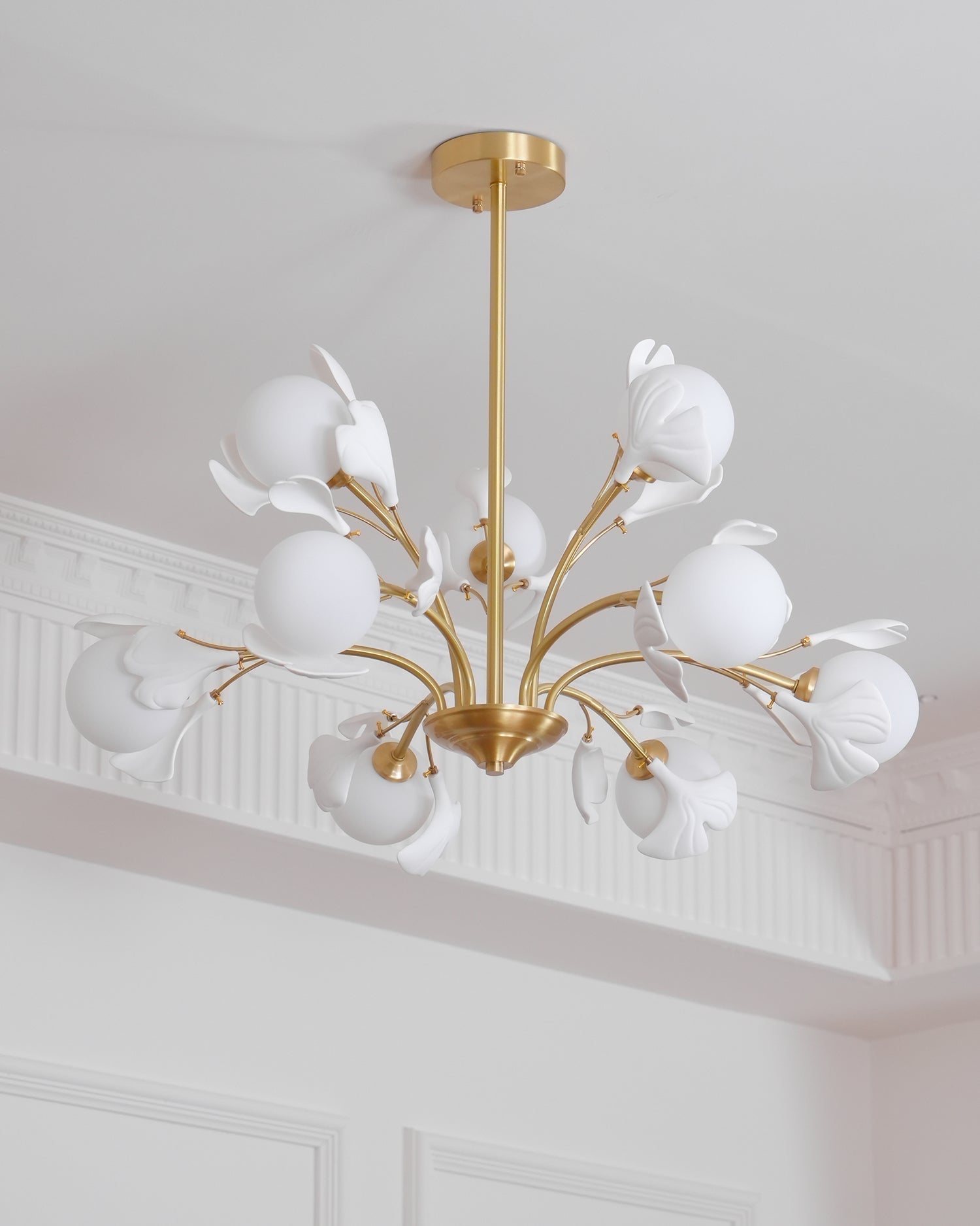 Lustra Lustre Feuille de Ginkgo Laiton Verre