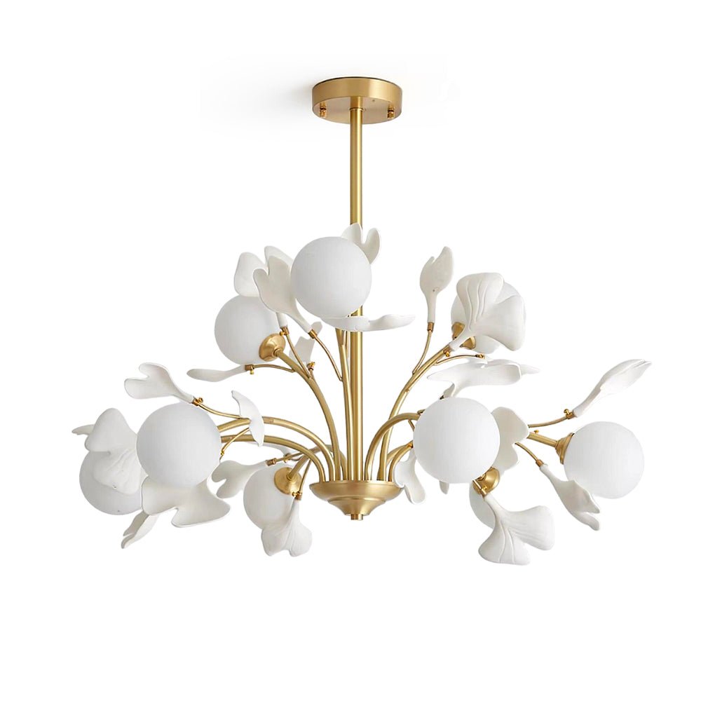 Lustra Lustre Feuille de Ginkgo Laiton Verre