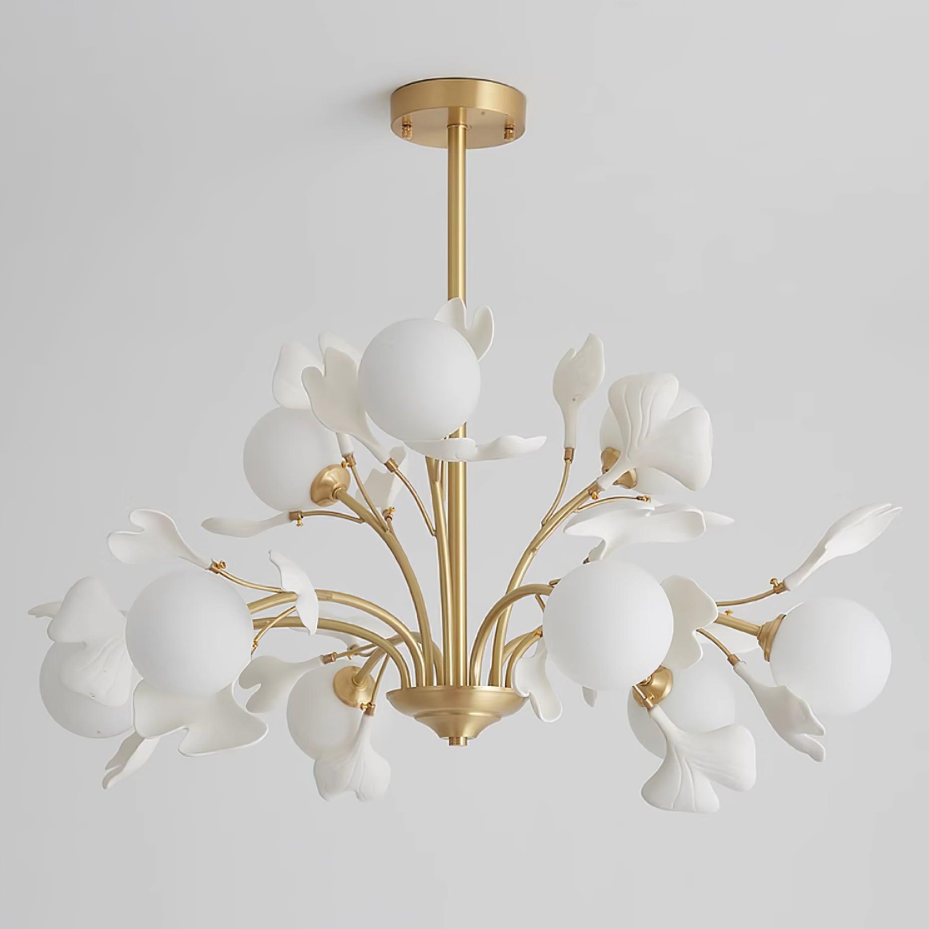 Lustra Lustre Feuille de Ginkgo Laiton Verre