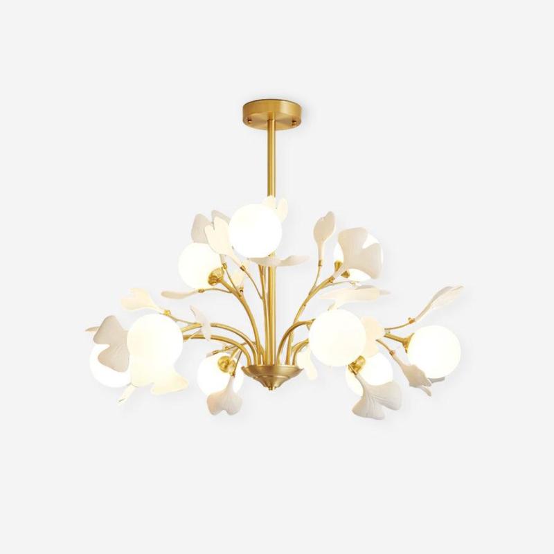 Lustra Lustre Feuille de Ginkgo Laiton Verre
