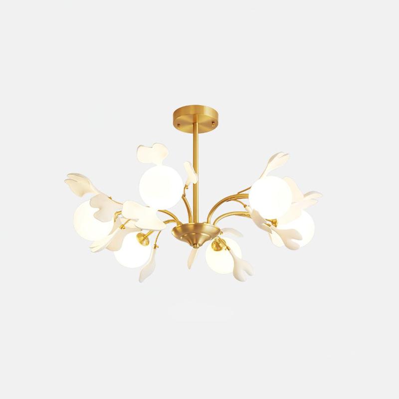 Lustra Lustre Feuille de Ginkgo Laiton Verre