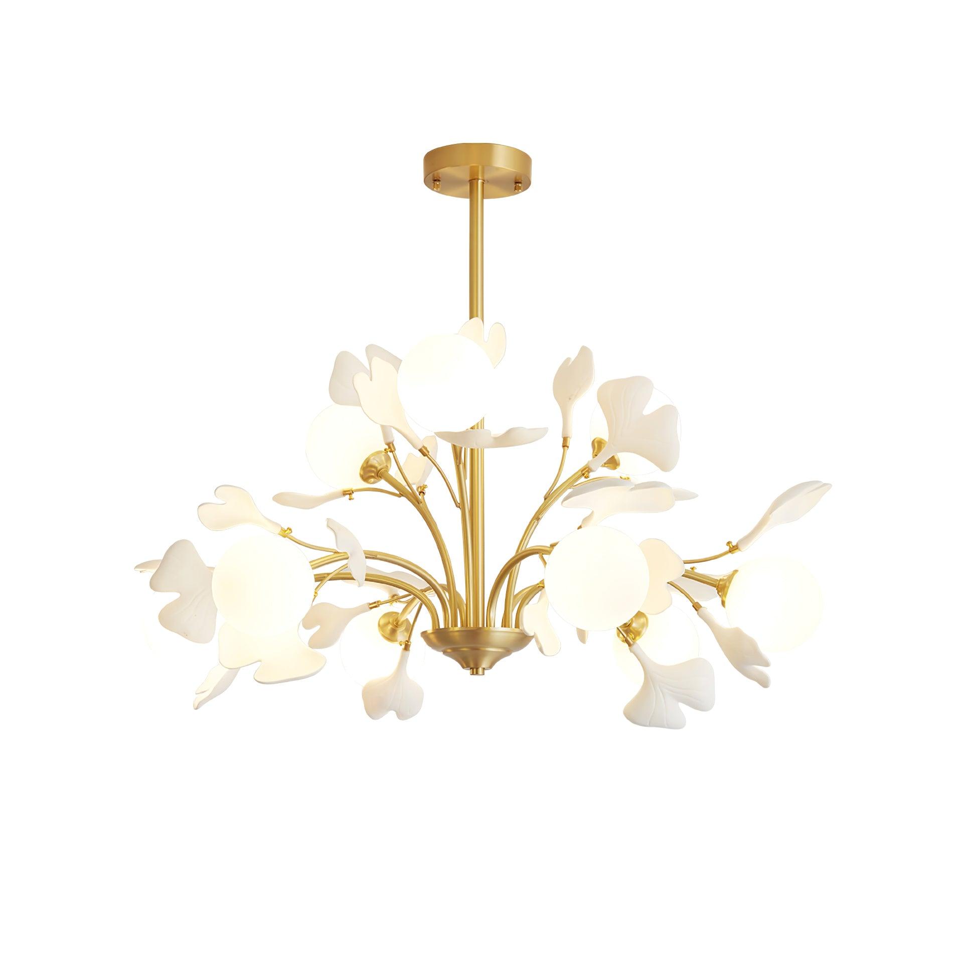 Lustra Lustre Feuille de Ginkgo Laiton Verre