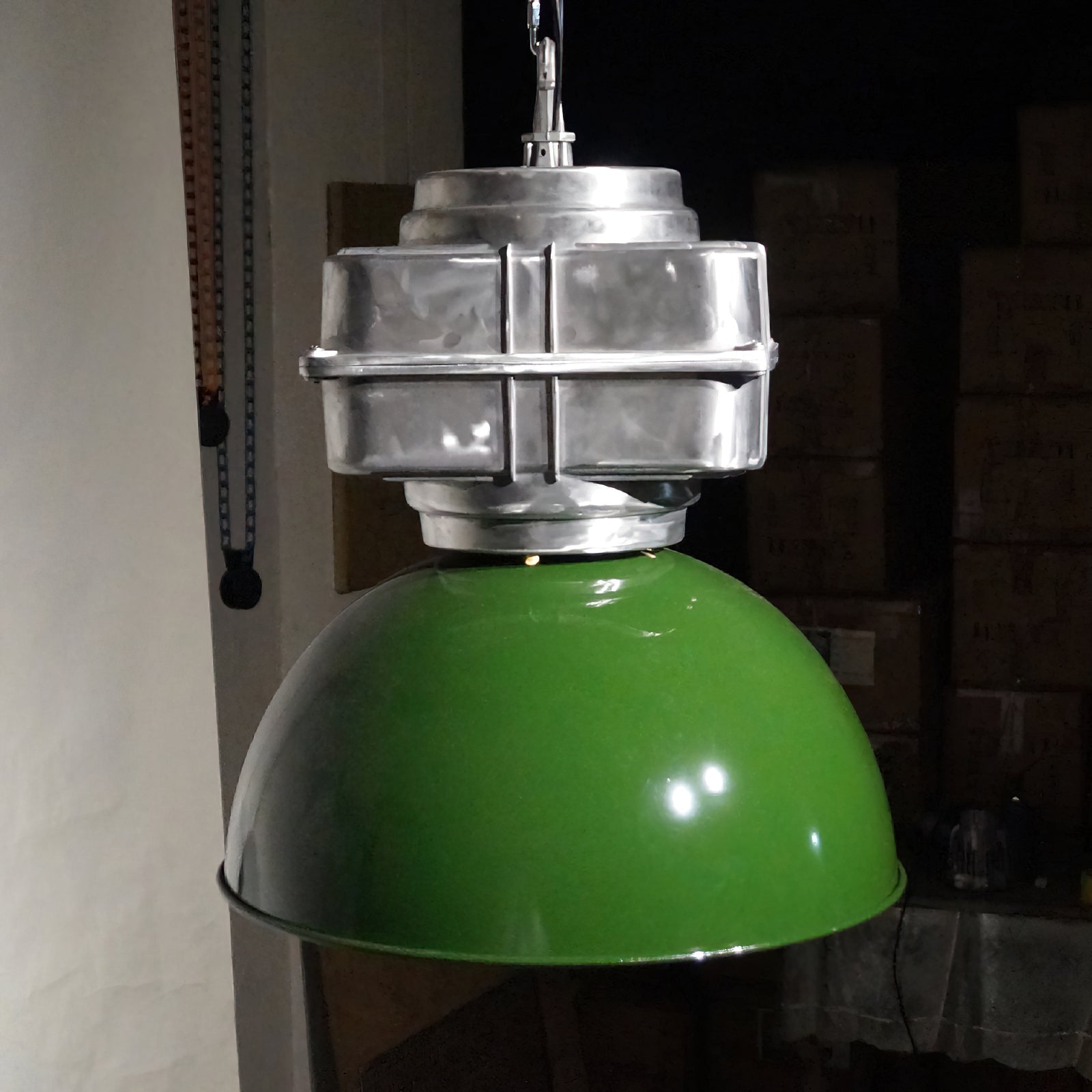 Vemiryra Ancien Industriel Vert Métal Lumière Pendentif
