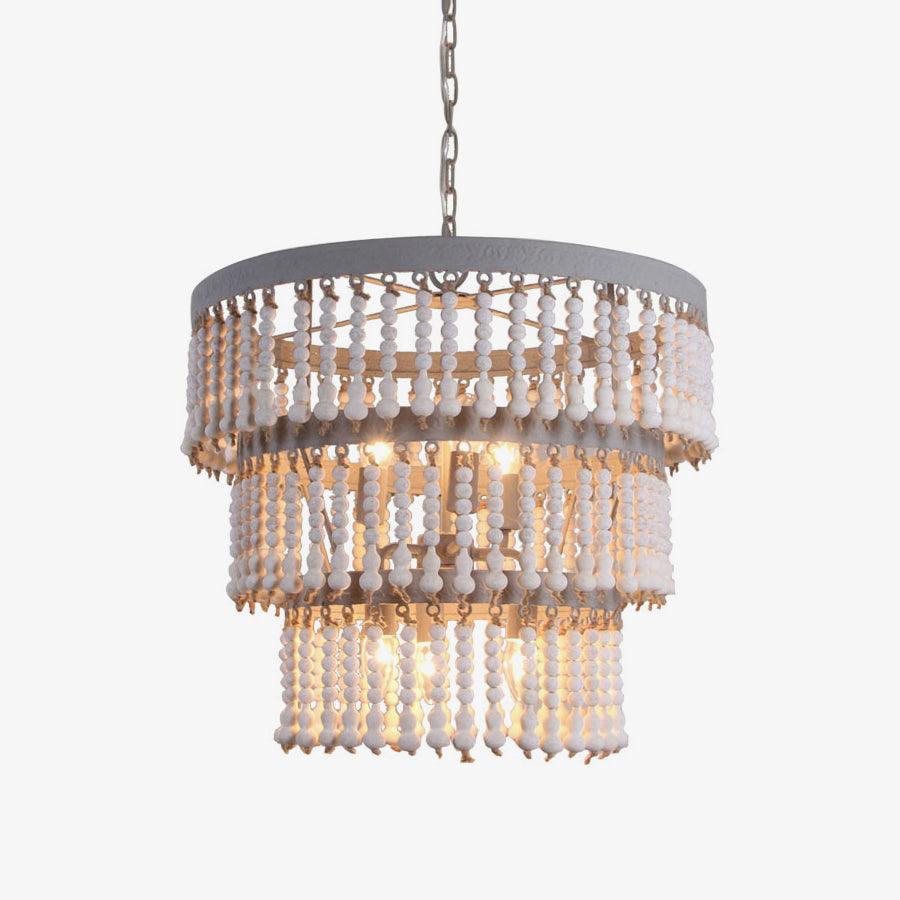 Lustra Lustre Bois Empilé Perles