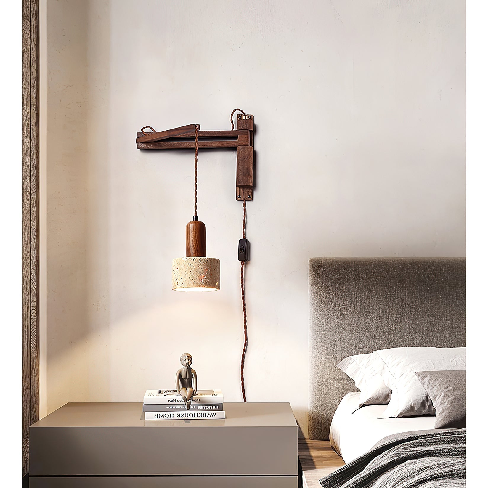Cezoria Travertin Bras Oscillant Applique Murale