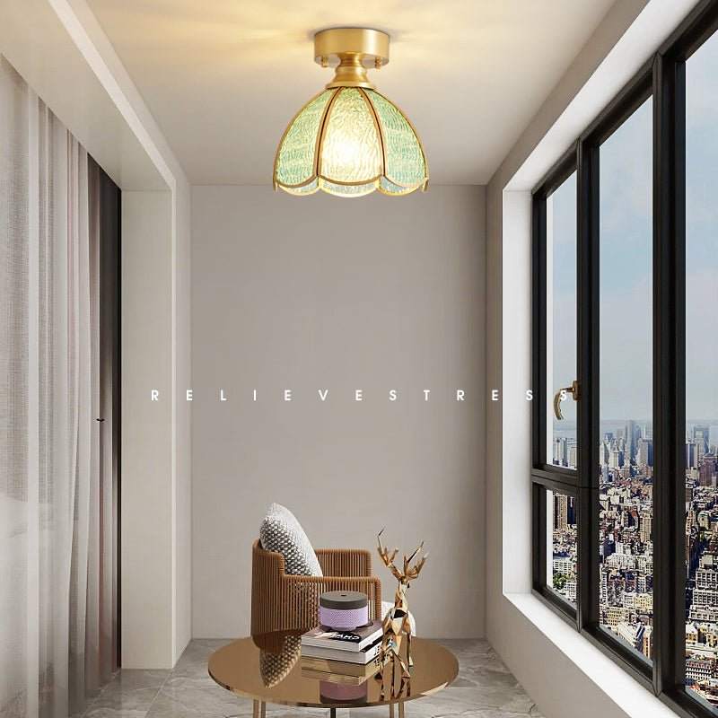 Solara Lumière de Plafond Vintage Florale en Vitrail