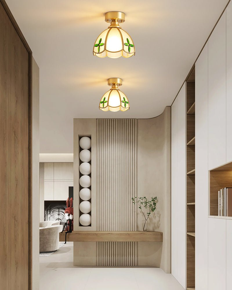 Solara Lumière de Plafond Vintage Florale en Vitrail