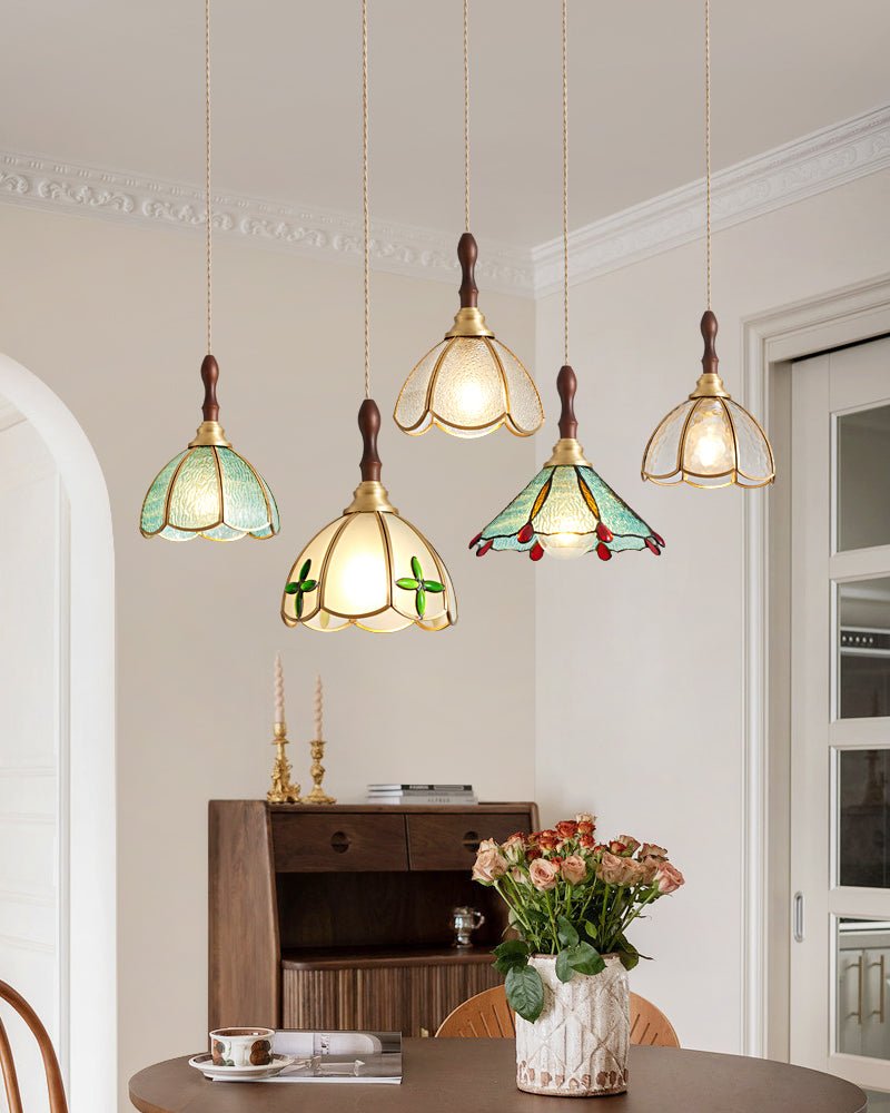 Floraner Suspension Lampe en Laiton et Verre