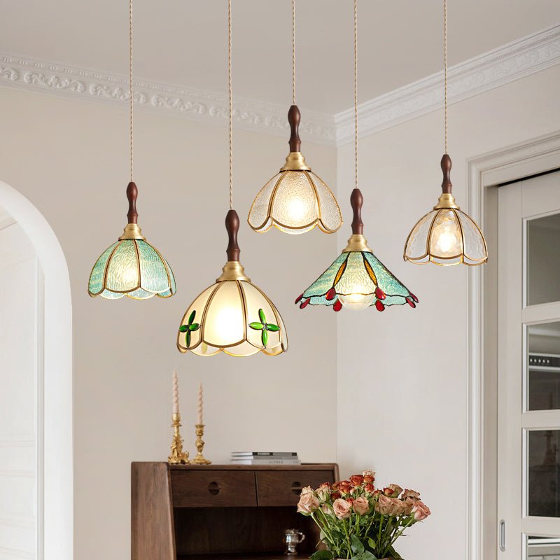 Floraner Suspension Lampe en Laiton et Verre