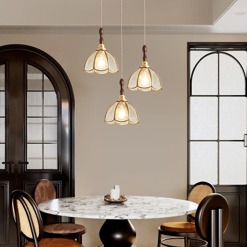 Floraner Suspension Lampe en Laiton et Verre