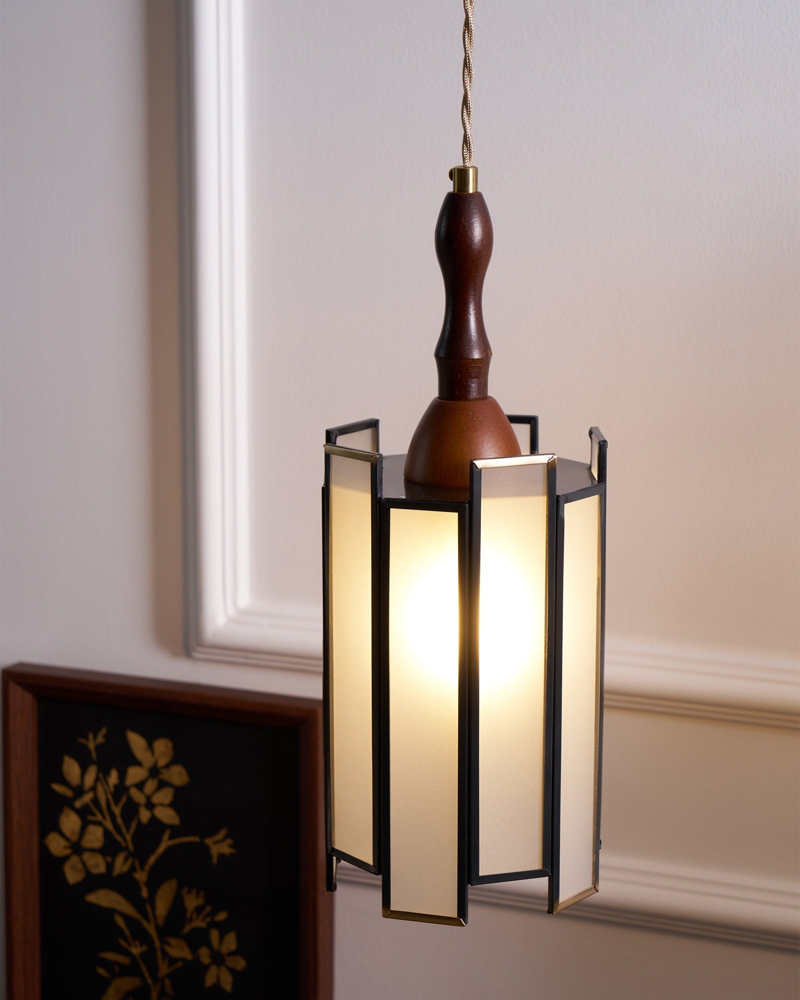Florace Suspension Vintage en Bois et Verre
