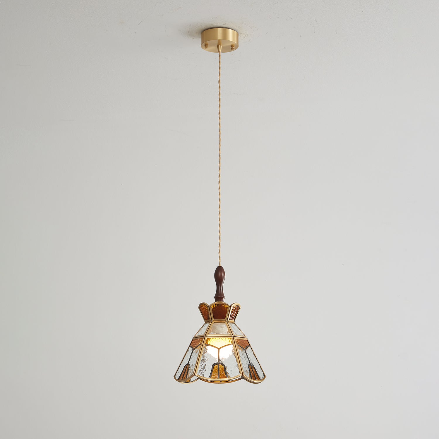 Florace Suspension Vintage en Bois et Verre