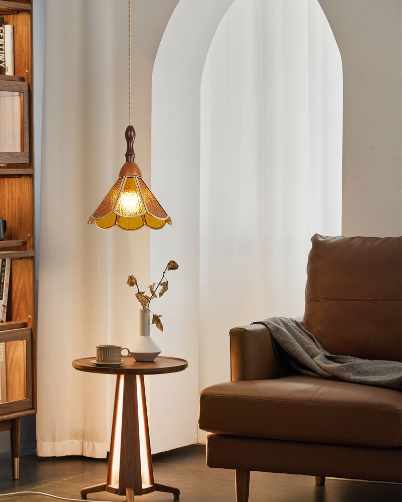 Florace Suspension Vintage en Bois et Verre