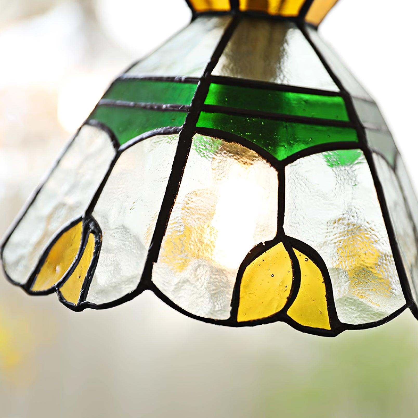 Eldine Lampe Suspension en Verre Vitrail
