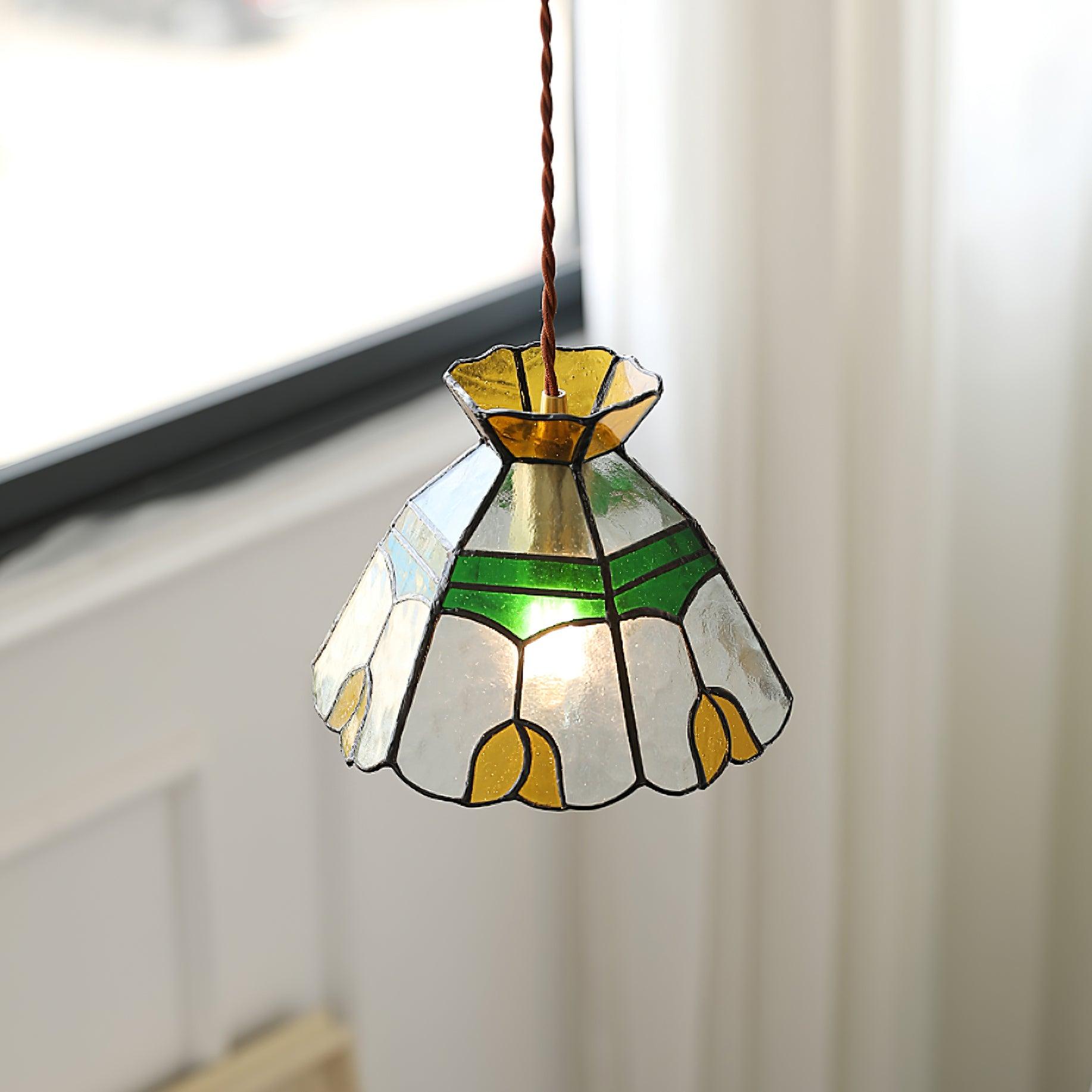 Eldine Lampe Suspension en Verre Vitrail
