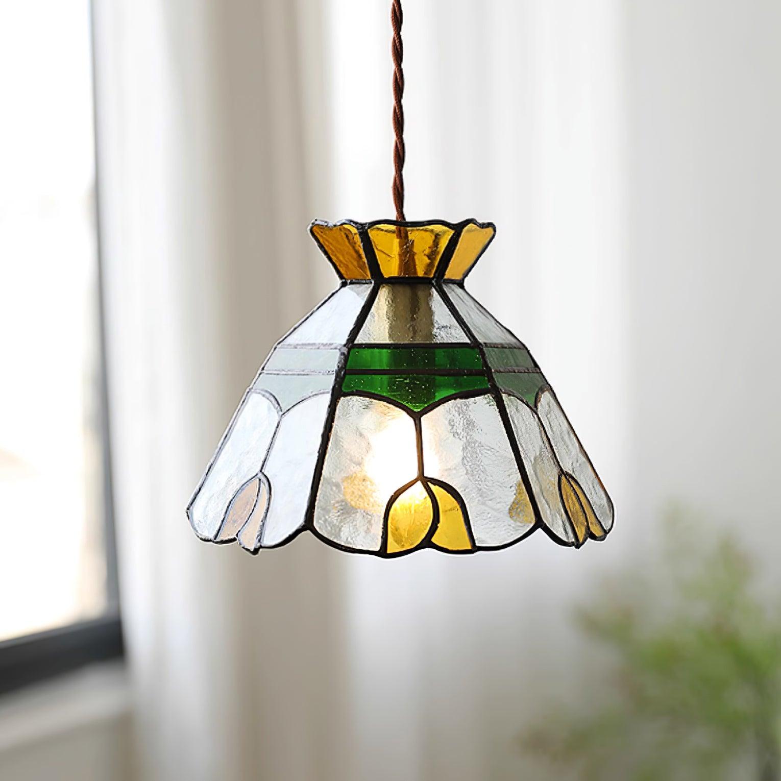 Eldine Lampe Suspension en Verre Vitrail