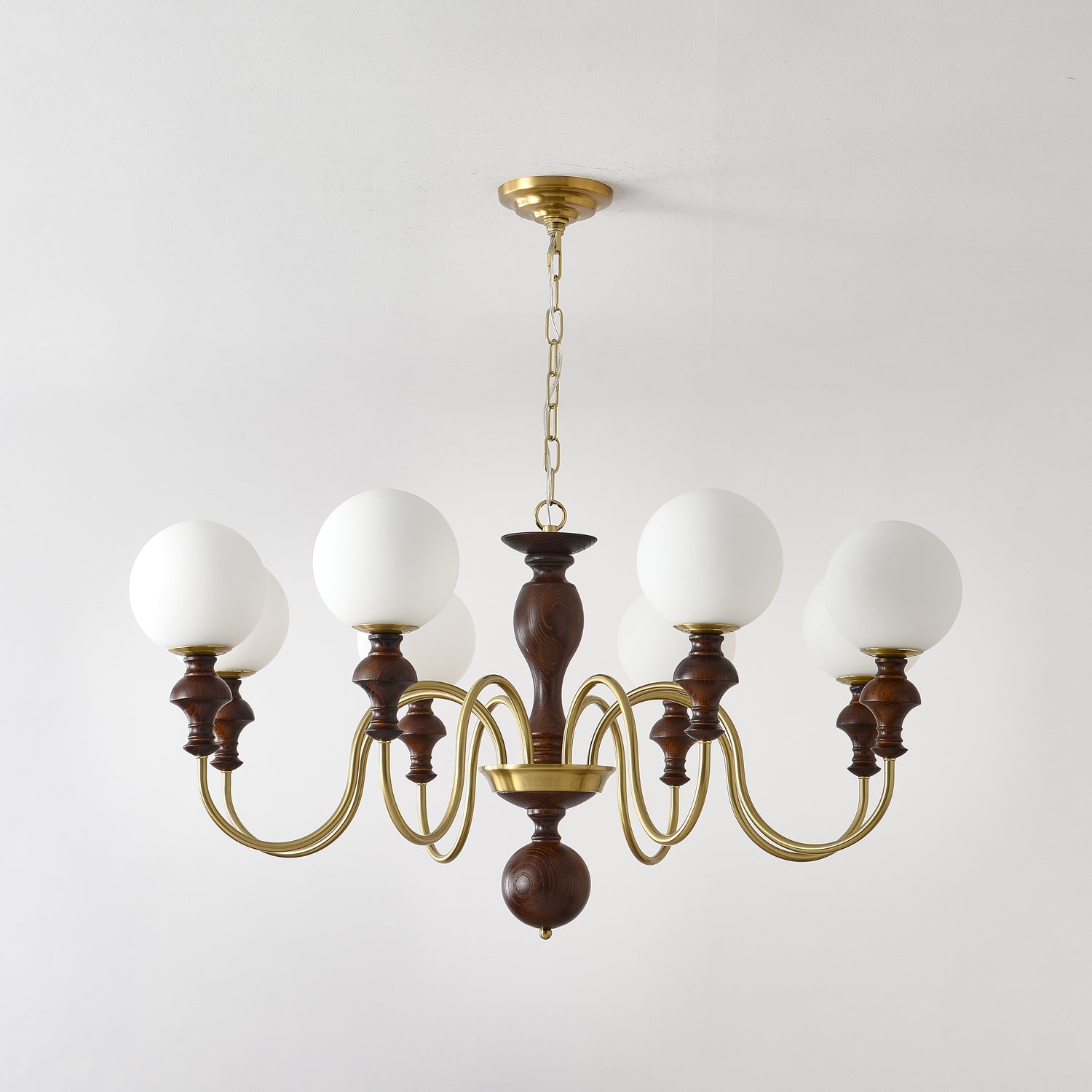 Lustra Lustre Bois Laiton Globe Intemporel