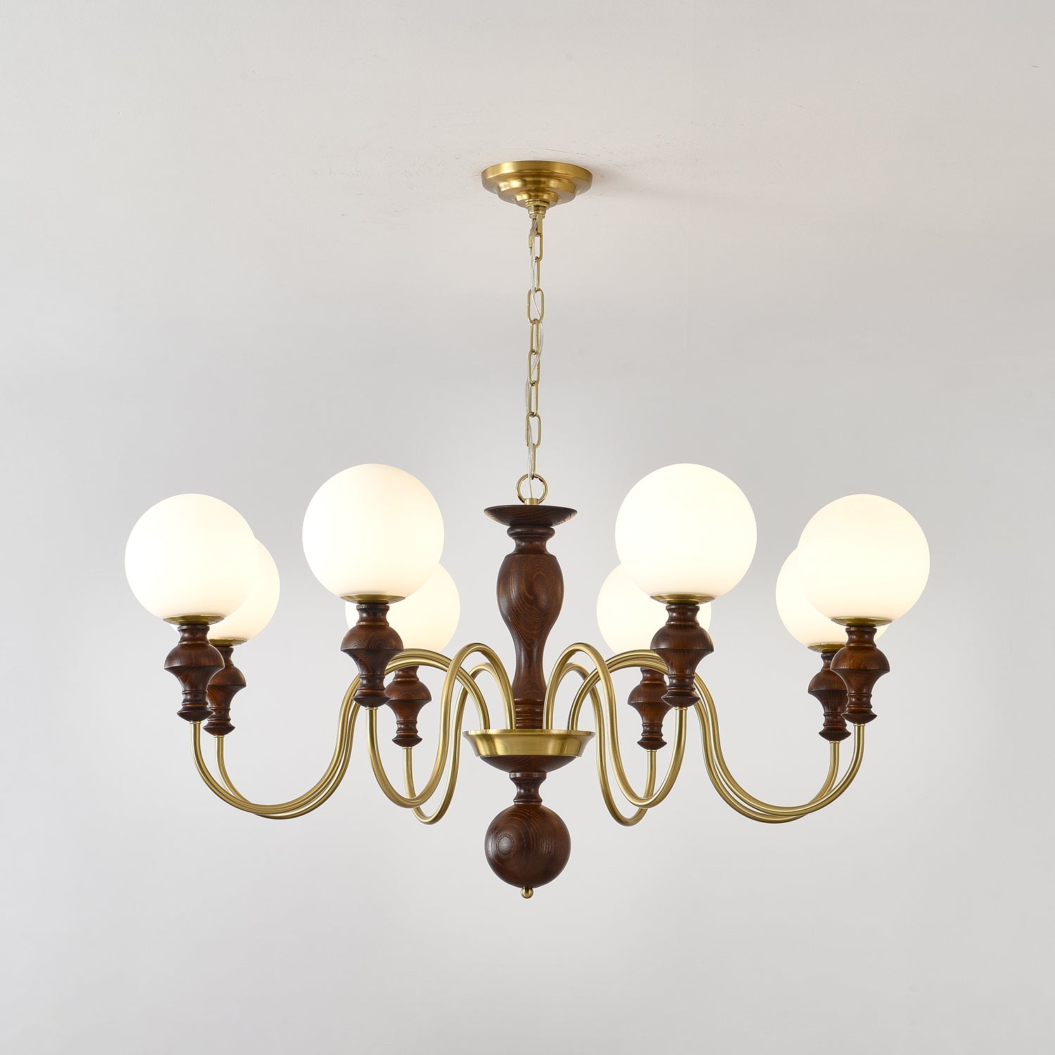 Lustra Lustre Bois Laiton Globe Intemporel