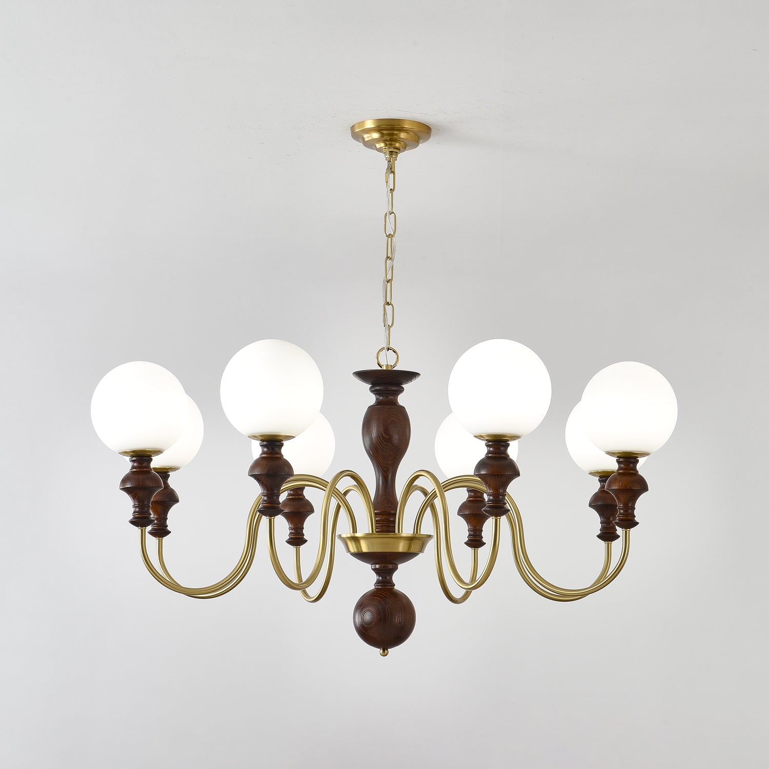 Lustra Lustre Bois Laiton Globe Intemporel