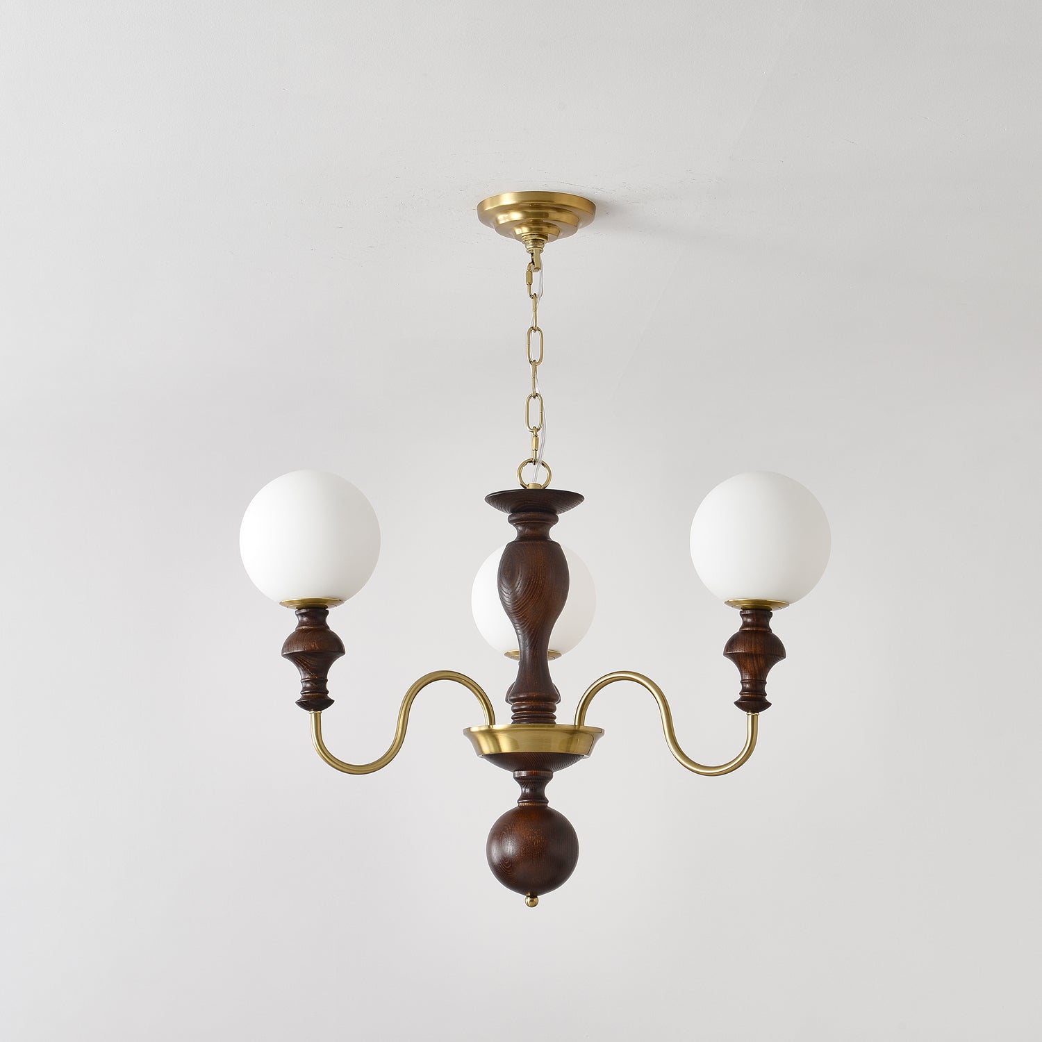 Lustra Lustre Bois Laiton Globe Intemporel