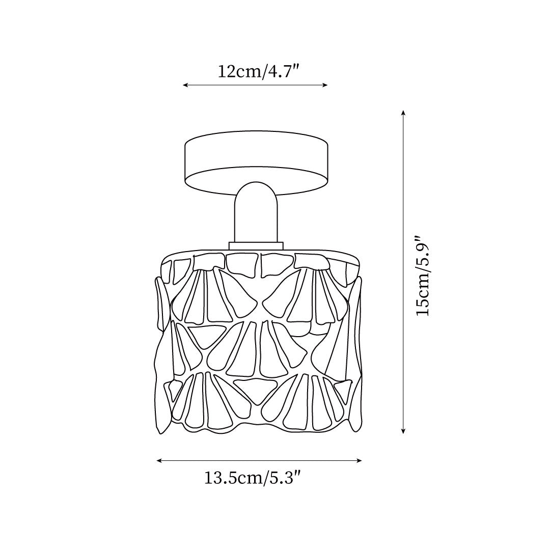 Rosavine Plafonnier Semi-Encastré Verre Coloré Tiffany