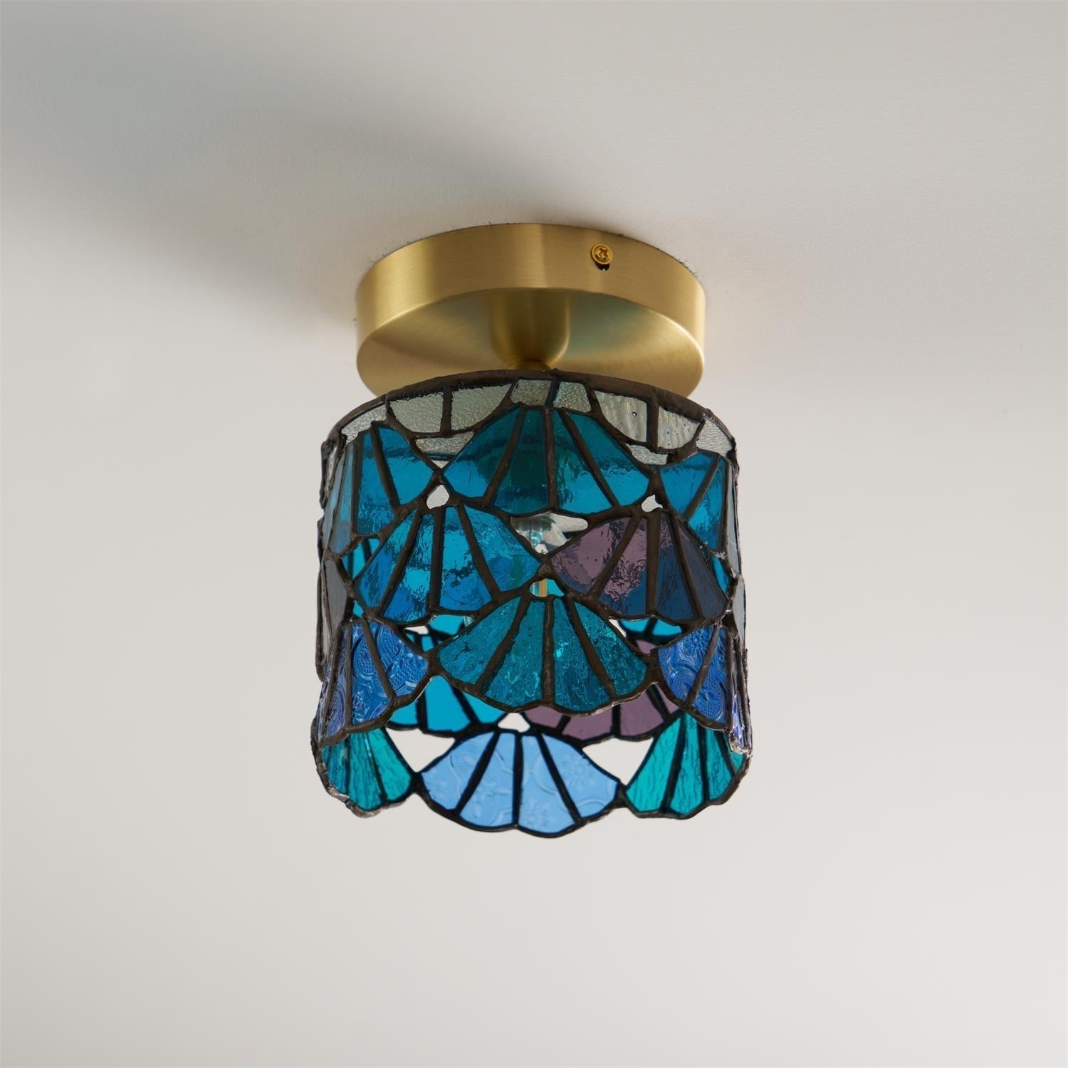 Rosavine Plafonnier Semi-Encastré Verre Coloré Tiffany