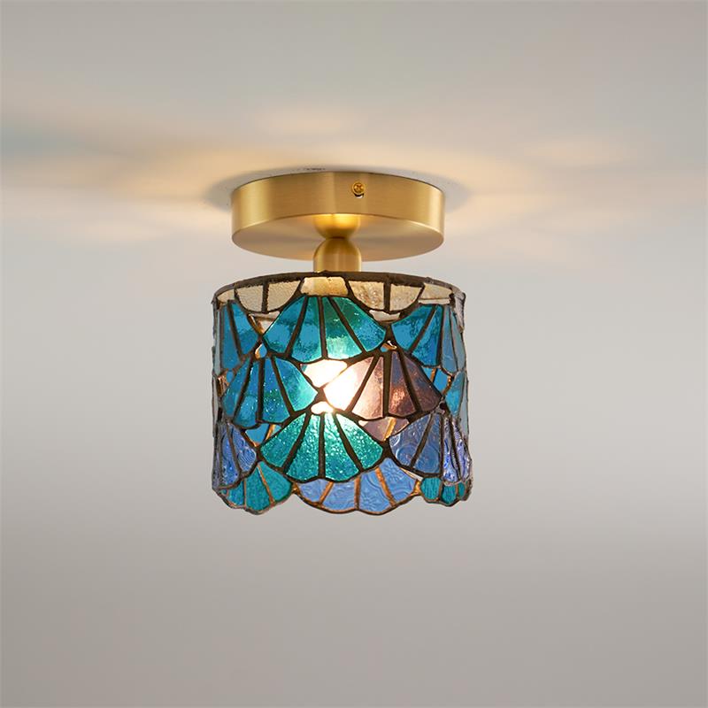 Rosavine Plafonnier Semi-Encastré Verre Coloré Tiffany